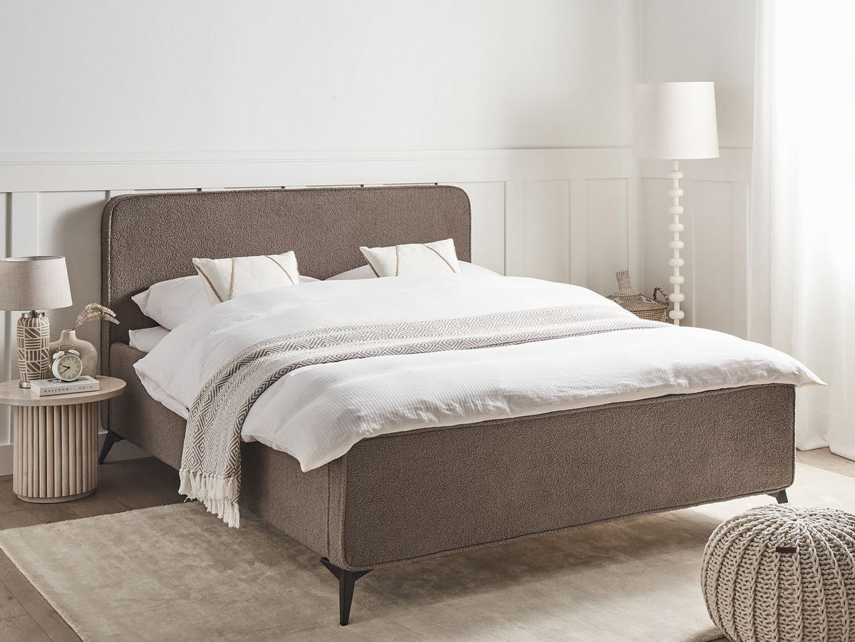 POLSTERBETT mit Lattenrost 160x200 cm Braun Valognes - Braun, Textil (160/200cm) - Beliani