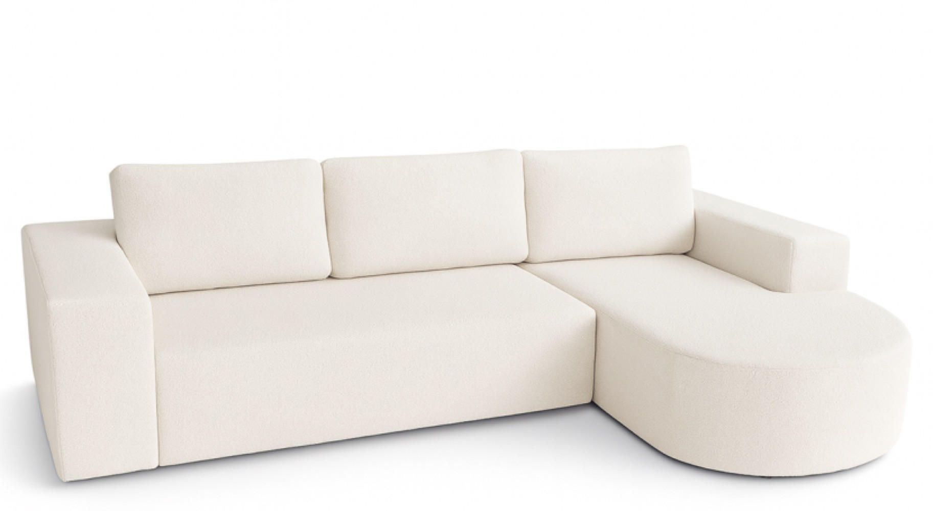 ECKSOFA Ecru Vello Mit Schlaffunktion Rechts Stoff Boucle - Ecru, Textil (165/270cm) - Sepro Meble