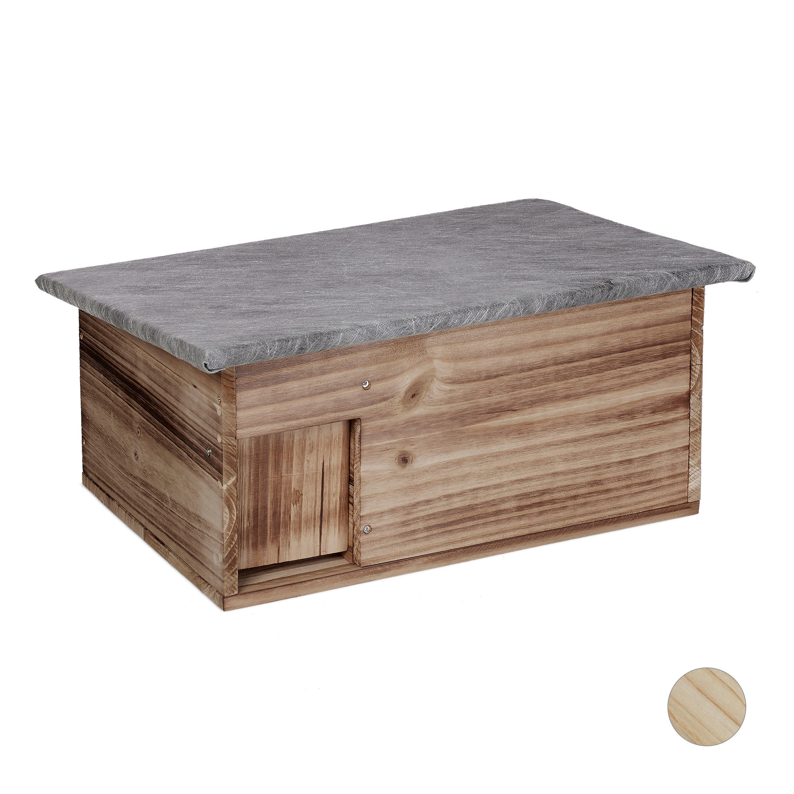 IGELHAUS - Braun, Holz/Textil (46/21/34cm) - Relaxdays