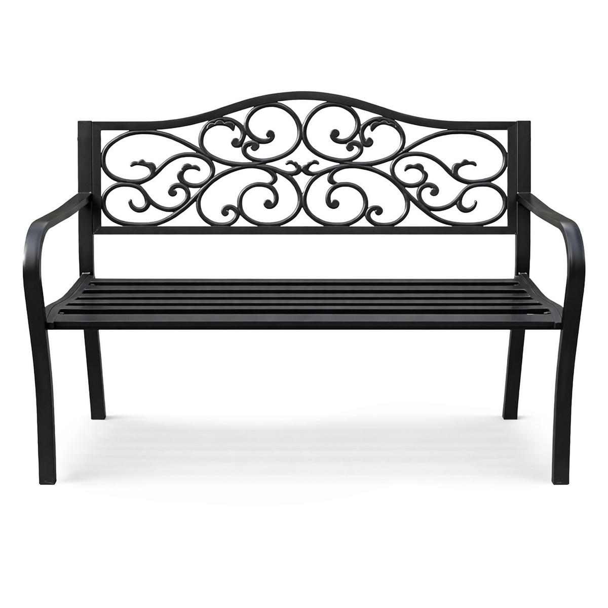 GARTENBANK IRGA Schwarz 127 x 89 x 62 cm - Schwarz, Metall (127/89/62cm) - Akord