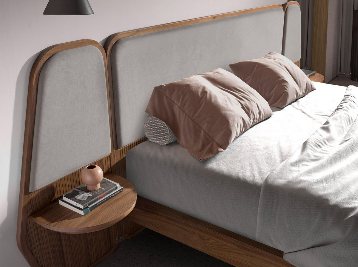 BETT Rechteckig Grau Walnuss 276/209/110 - Walnussfarben, Holz (180/200cm) - ANGEL CERDA