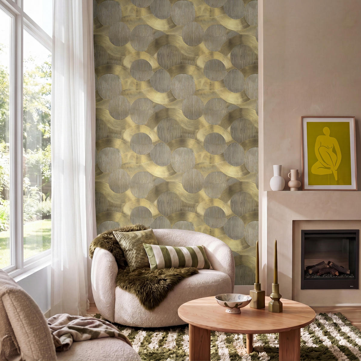 TAPETE - Modern - Geometrisch - Gold - 120x200 cm - Goldfarben, Papier (120/200cm) - OnlyWow