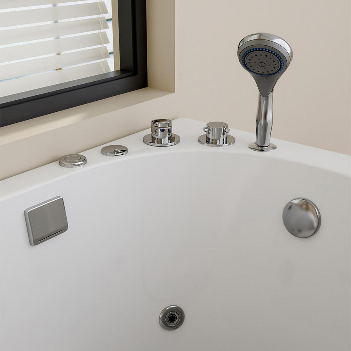 SENIORENBADEWANNE liegend mit Whirlpoolfunktion VITAL M - 153 x 76 cm Rechts - Weiß, Kunststoff (153/64/76cm) - Home Deluxe