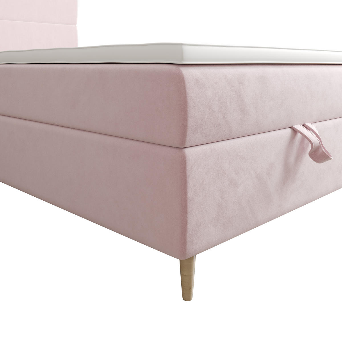 BOXBETT FLO 100x200 Itaka 58, mit Matratze H3, Bonell und Topper, Rosa - Rosa, Holz/Textil (100/200cm) - Bedante