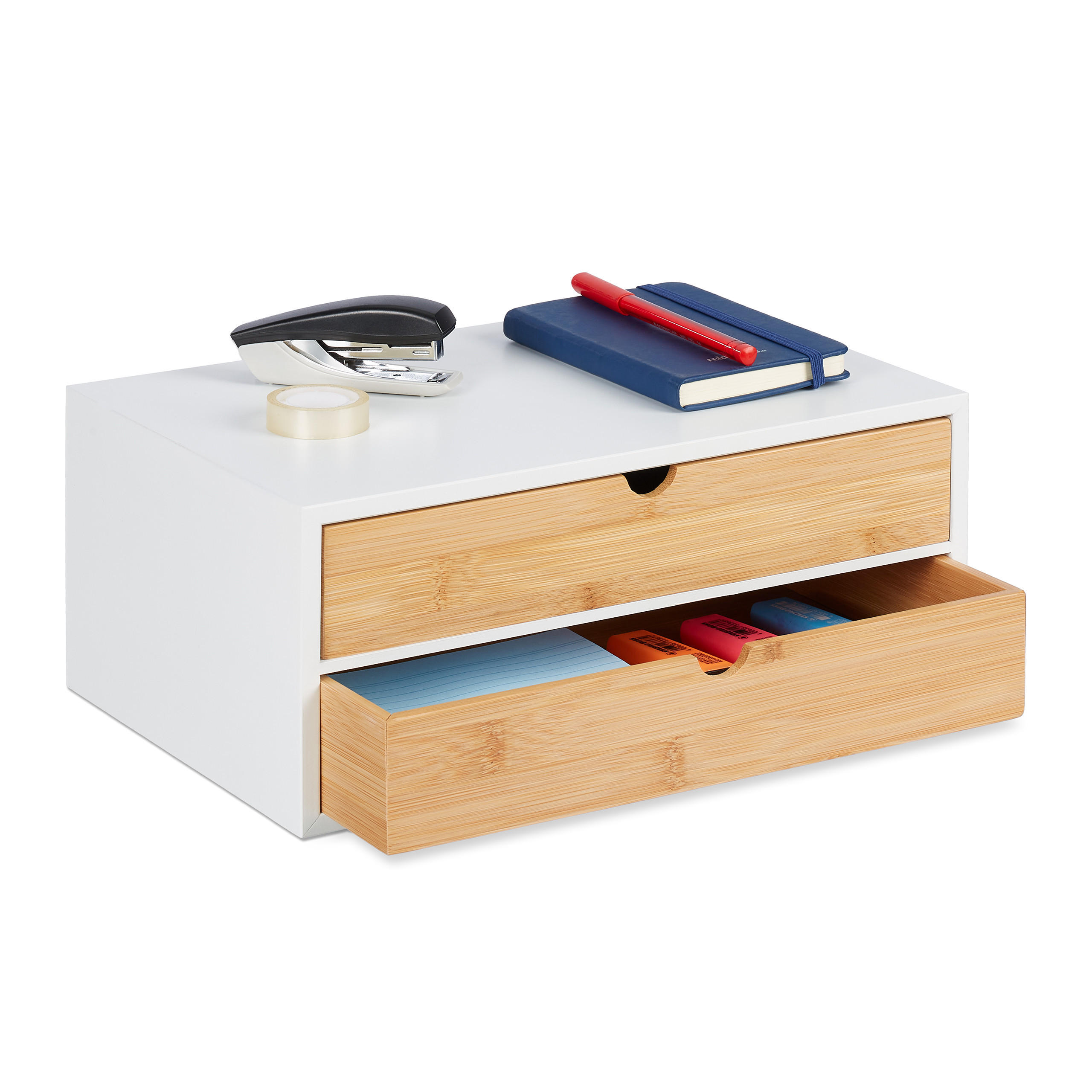 ORGANIZATOR Alb Natural bambus 2 sertare