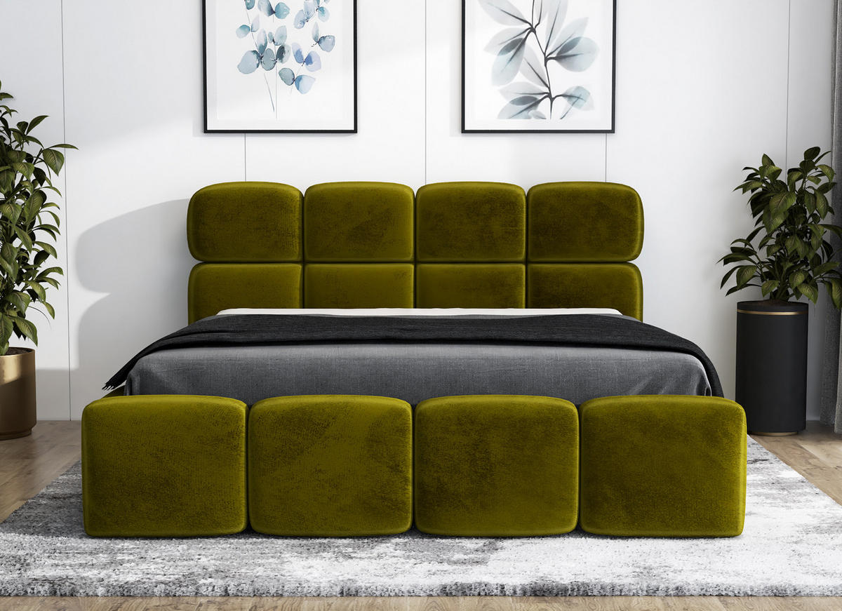 POLSTERBETT MONAKO 140x200 Olivgrün - Olivgrün, Textil (140/200cm) - A&J MöbelLand