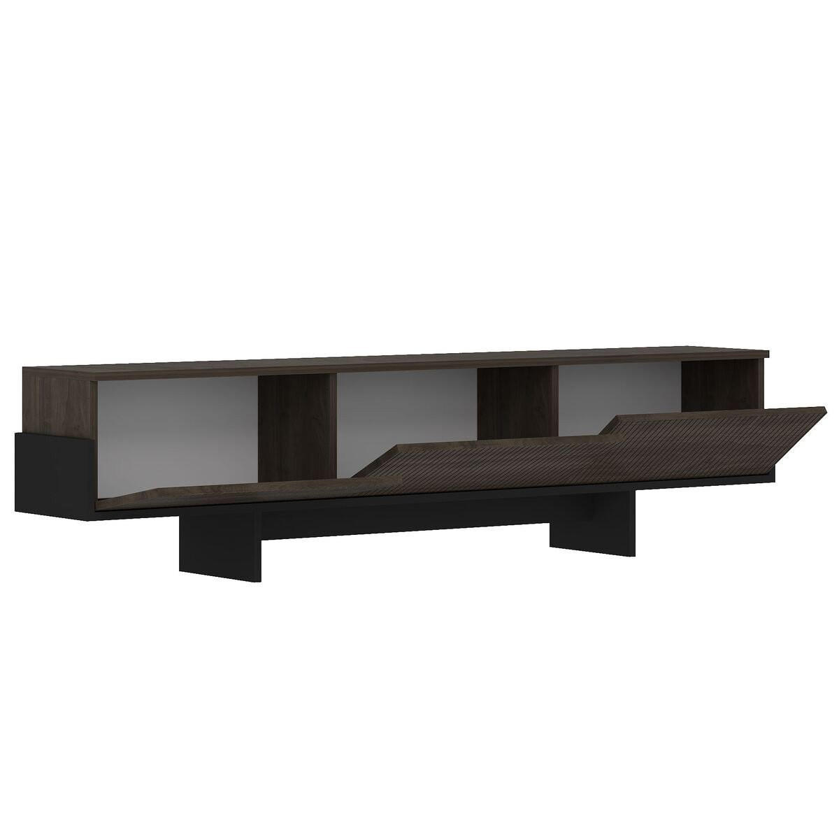 TV-MÖBEL mit 3 abklappbaren Türen gestreift 30/180/44,6 cm - Braun, Holzwerkstoff (30/44.6/180cm) - Calicosy