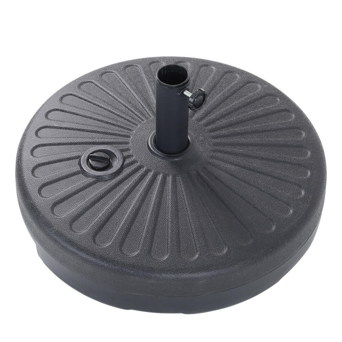 SONNENSCHIRMSTÄNDER Sonnenschirmfuß aus PP in Schwarz mit dekorativem Muster round befüllbar wetterfest standfest Ø56 × 30 cm befüllt bis zu 28 kg - Schwarz, Kunststoff (56/30cm) - Livingandhome