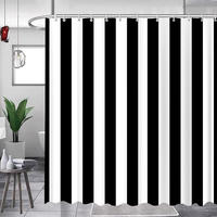 DUSCHVORHANG Schwarz Weiß gestreift 180 x 210 cm wasserdicht Dekoration für Zuhause Badezimmer - Multicolor, Textil (210/180cm) - MCBOSON
