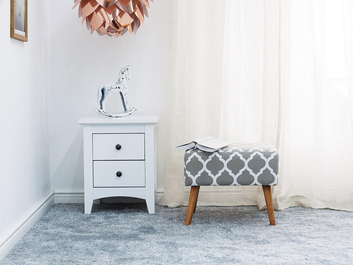 HOCKER Manteo 39/50/42 cm - Grau, Naturmaterialien/Textil (50/42/39cm) - Beliani