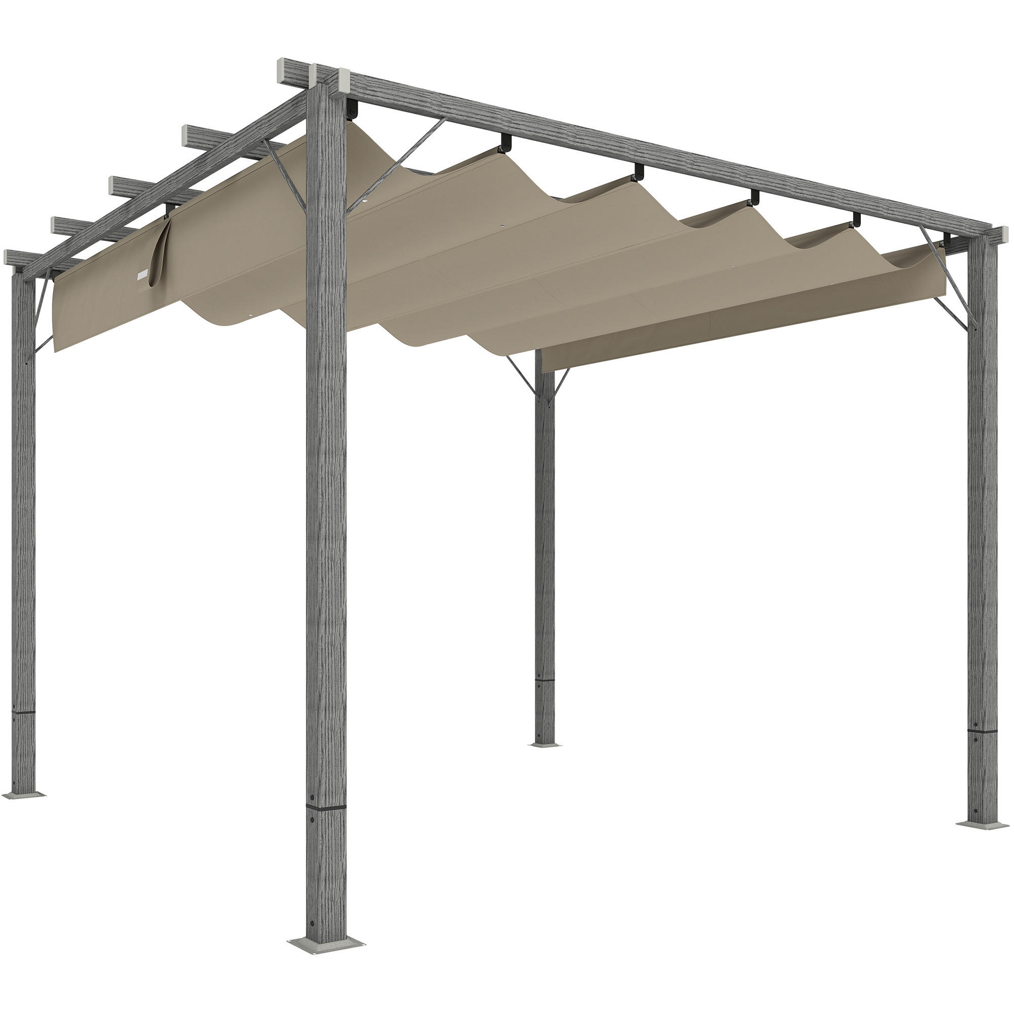 PERGOLA ca. 3x3m Garten Pavillon mit magnetischen Pad, Terrassendachung Grau - Grau, Metall (296/232/299cm) - Outsunny