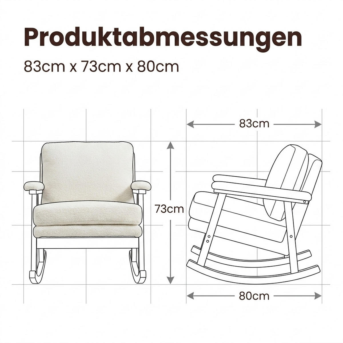SCHAUKELSTUHL Weiß Samt - Weiß, Textil (73/80/83cm) - Oxeza