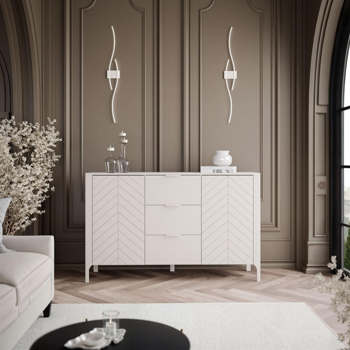 SIDEBOARD mit Schubladen LUMI, Kaschmir - Kaschmir, Holzwerkstoff (153/95/40cm) - Lookway