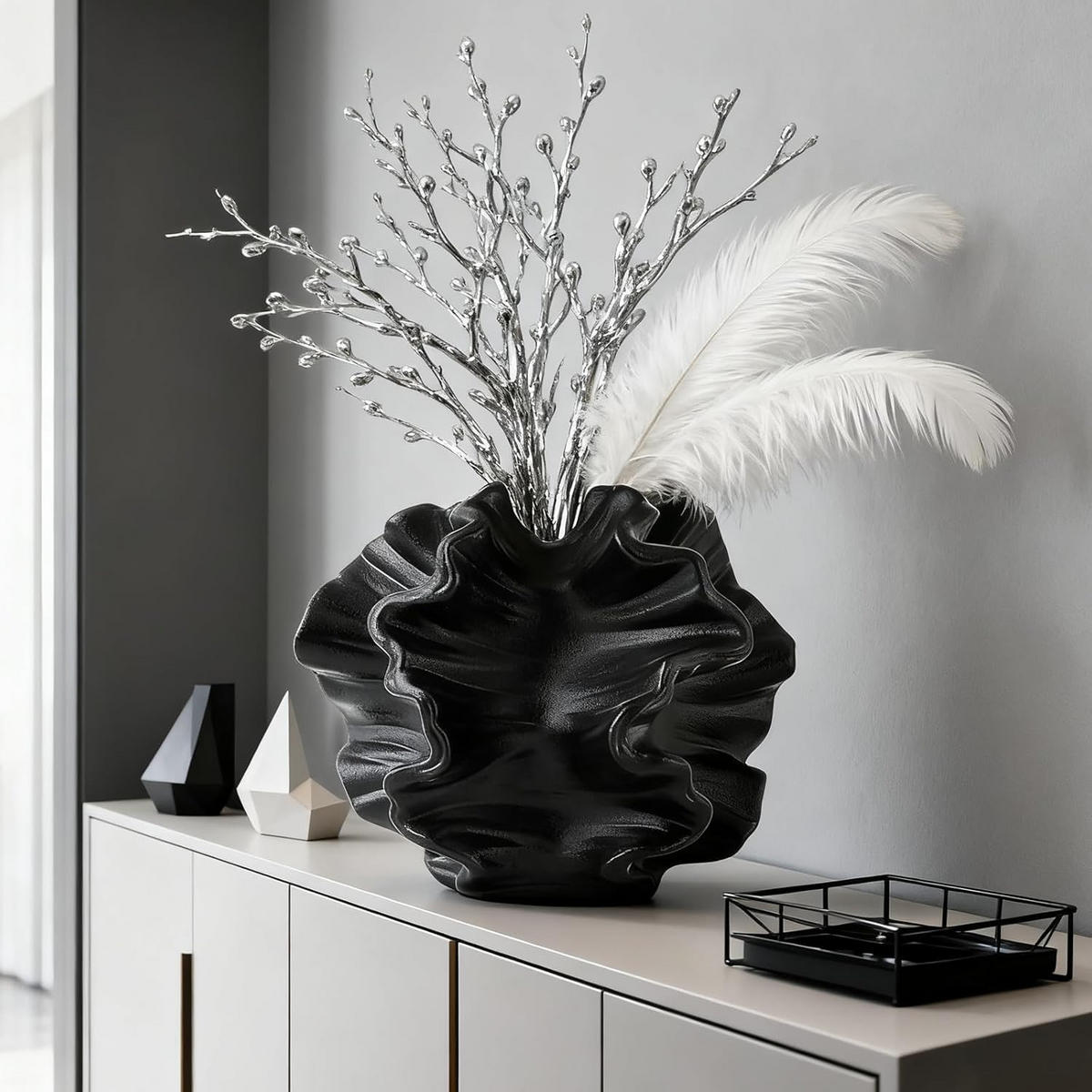 VASE 17 x 17 cm Keramik - Schwarz, Keramik (17cm) - LIBRATON