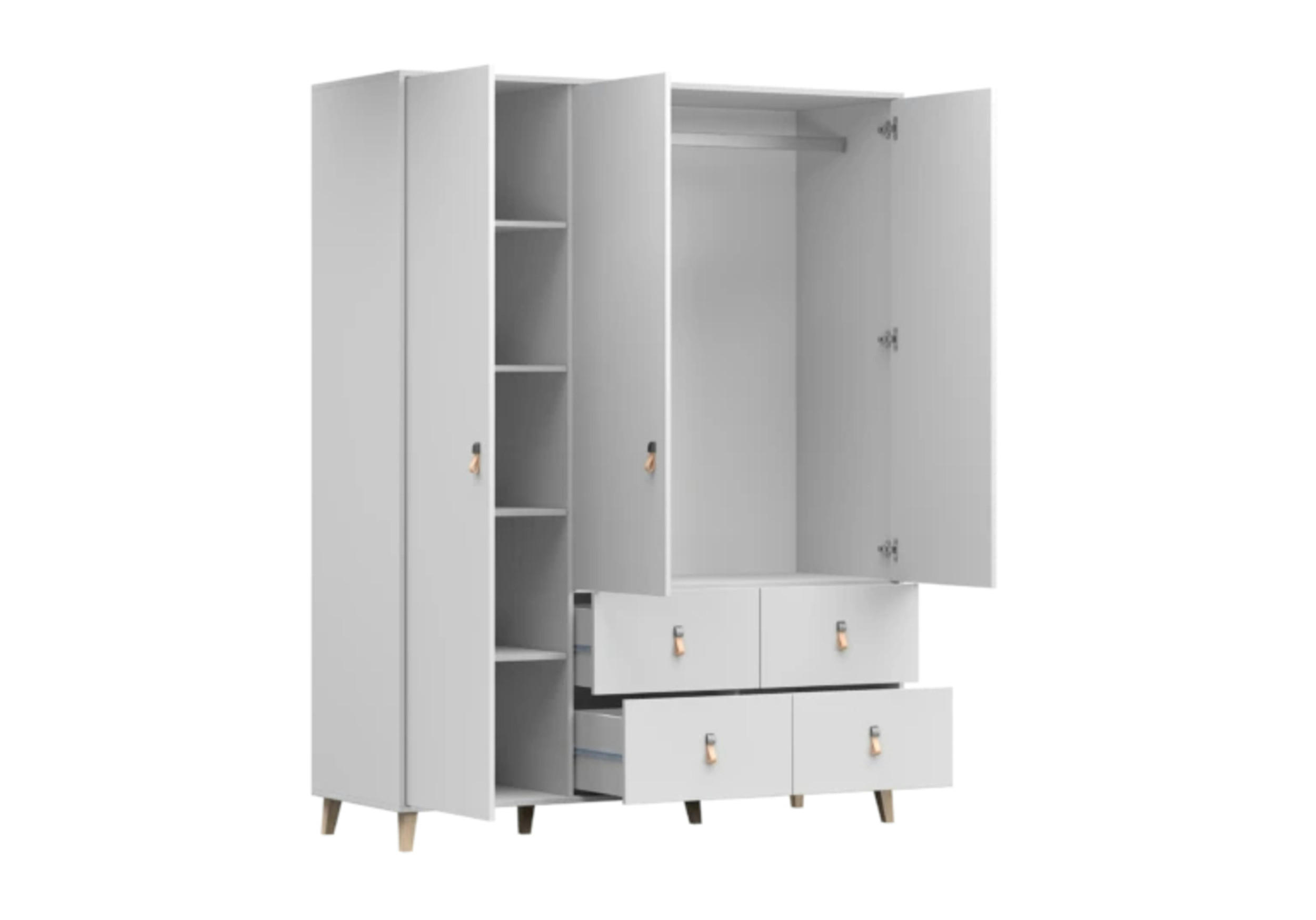 DREHTÜRENSCHRANK - Fago 3D4S - Weiß, Holzwerkstoff/Metall (150/201.5/55cm) - Möblo