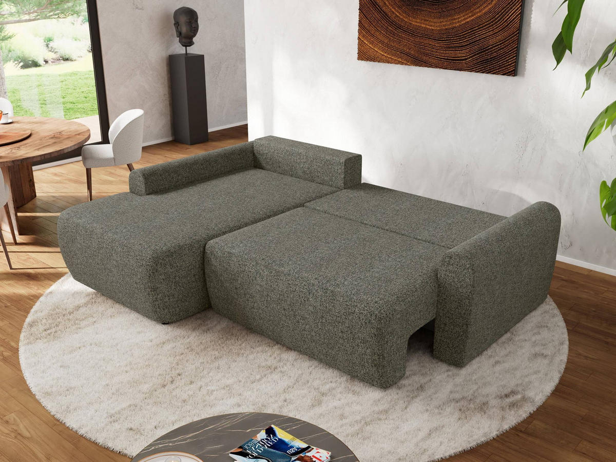 ECKSCHLAFSOFA CUBO L Grau Struktur - links - Schwarz/Grau, Kunststoff/Textil (273/187cm) - MKS
