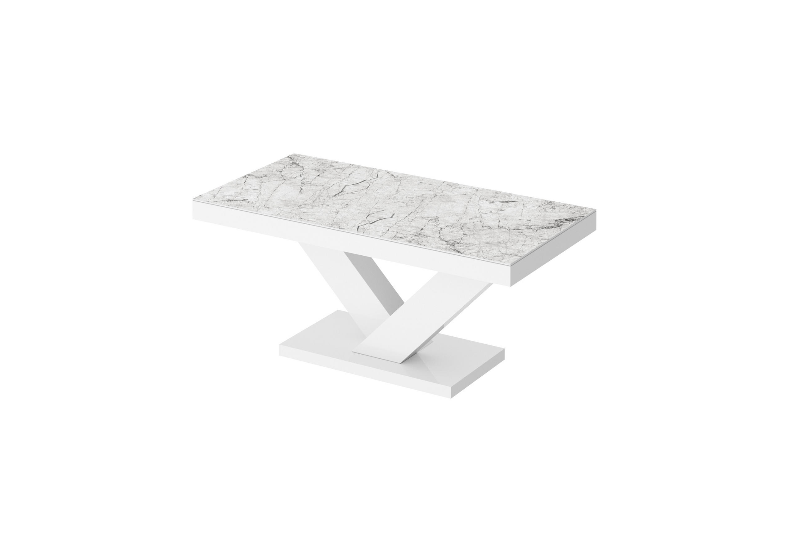 COUCHTISCH rechteckig Marmoroptik Weiß Hochglanz 120/60/49 cm - Weiß, Holzwerkstoff (60/120/49cm)