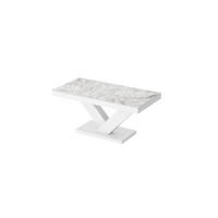 COUCHTISCH rechteckig Marmoroptik Weiß Hochglanz 120/60/49 cm - Weiß, Holzwerkstoff (60/120/49cm)