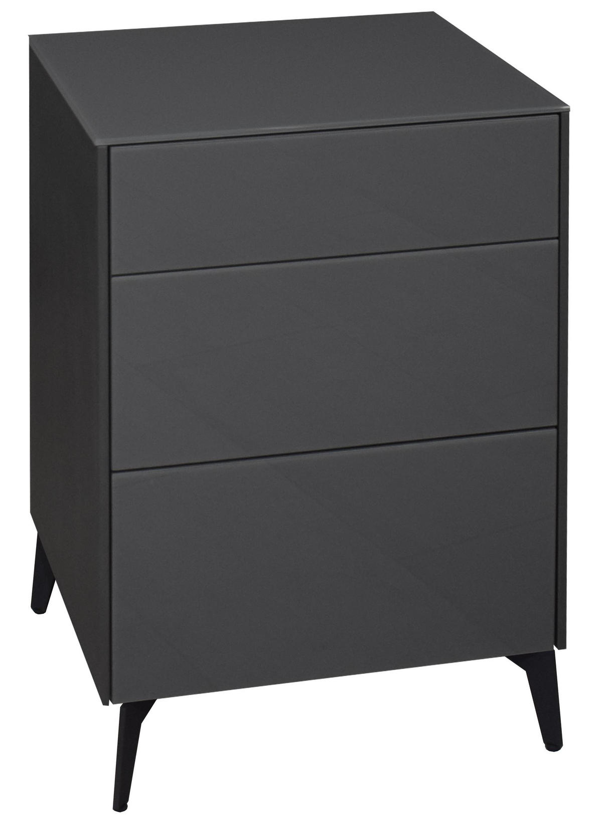 KOMMODE Elfi 52x42x78 Hochglanz Anthrazit/Glas Anthrazit - Anthrazit, Holzwerkstoff (52/78/42cm) - 58aufmkessel
