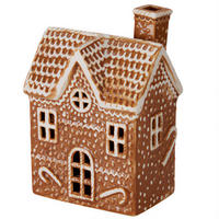 LED-PORZELLAN-HÄUSCHEN aus Lebkuchen 13,6/9,4/19,6 cm - Braun, Keramik (9.4/19.6/13.6cm) - Home Styling Collection