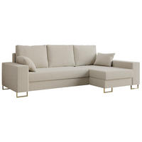 ECKSOFA Dorian Boucle Beige - Beige/Goldfarben, Textil/Metall (242/138cm) - MKS