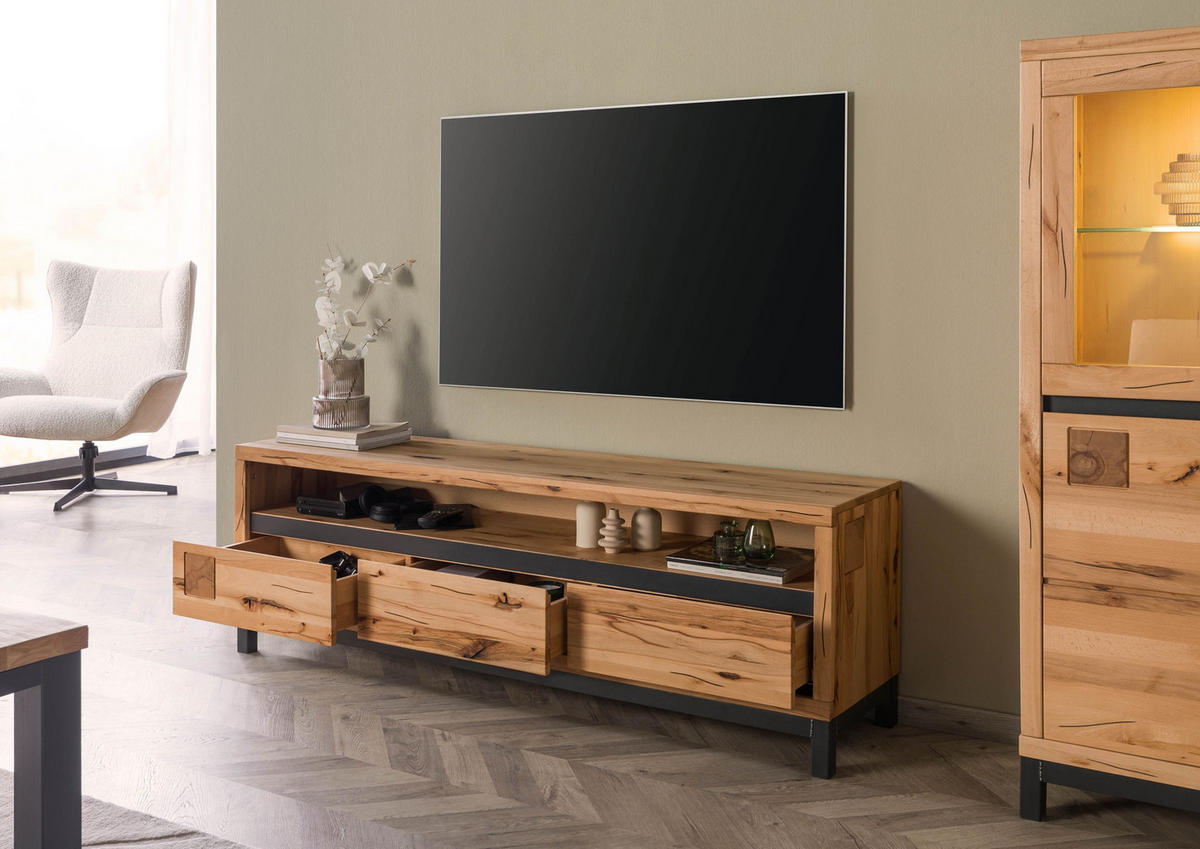 TV-BOARD Kernbuche 170x40x56 natur geölt VILLANDERS #114 - Hellbraun, Holz (170/56/40cm) - Massivmoebel24