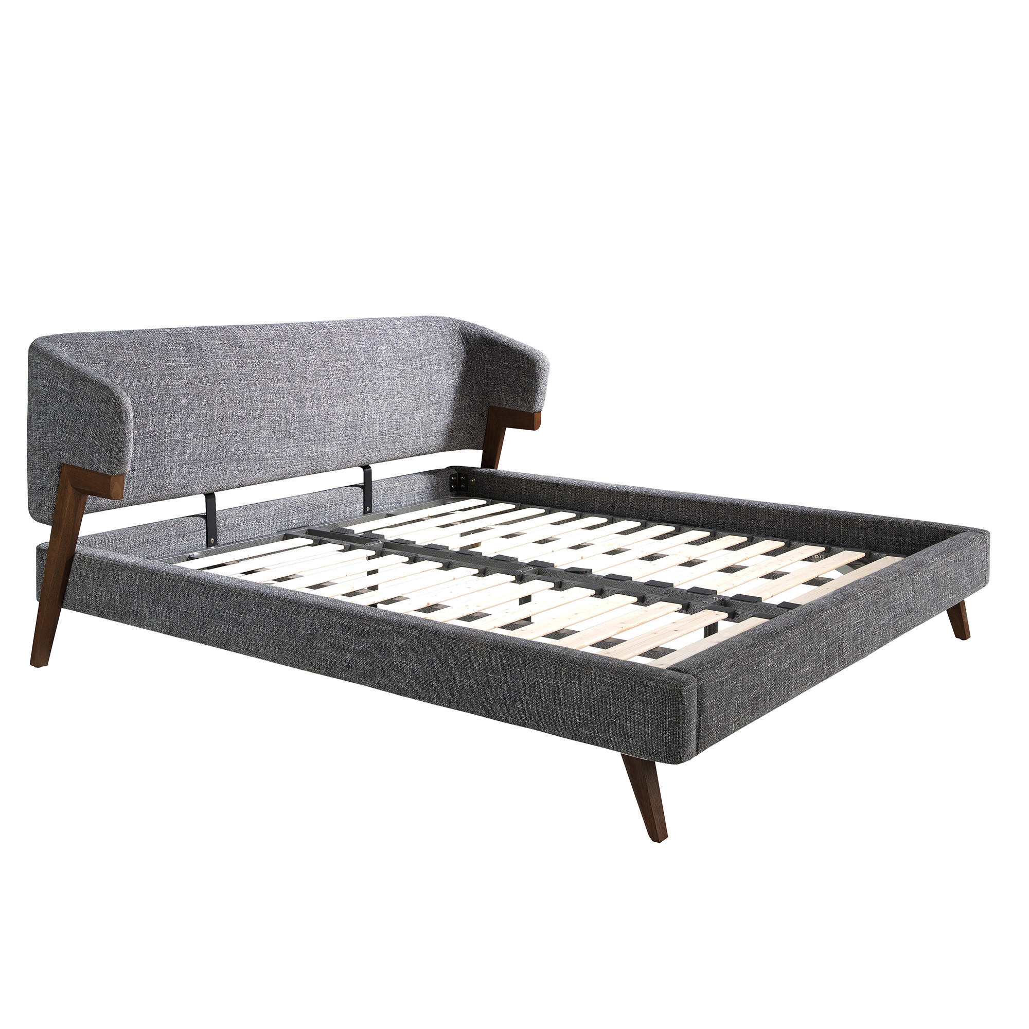 BETT Bett aus grauem Stoff 211/220/95 cm - Grau, Textil (180/200cm) - ANGEL CERDA