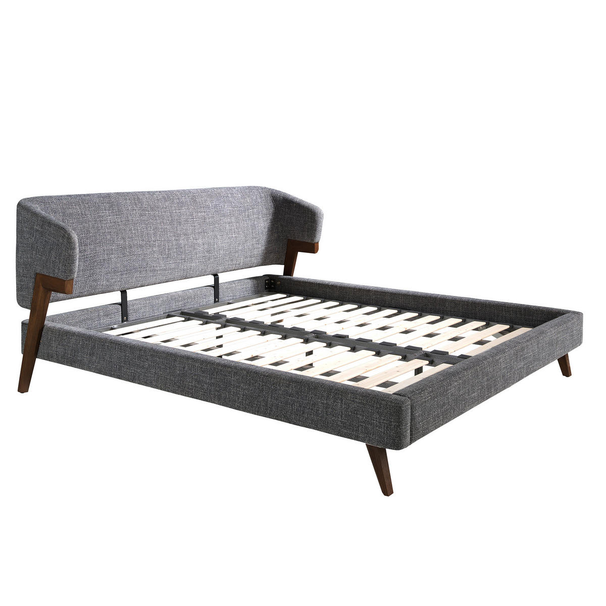 BETT Bett aus grauem Stoff 211/220/95 cm - Grau, Textil (180/200cm) - ANGEL CERDA