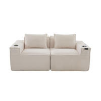 2-SITZER-SOFA DE-33835 modular mit Getränkehaltern Beige - Beige, Textil (188/75/90cm) - ComfortXL