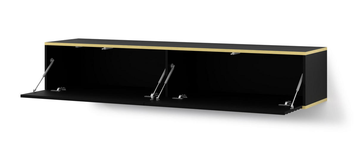 TV LOWBOARD Schwarz, Gold 180/33/40 - Schwarz, Holzwerkstoff (180/33/40cm) - RAUMHIRSCH FURNITURE