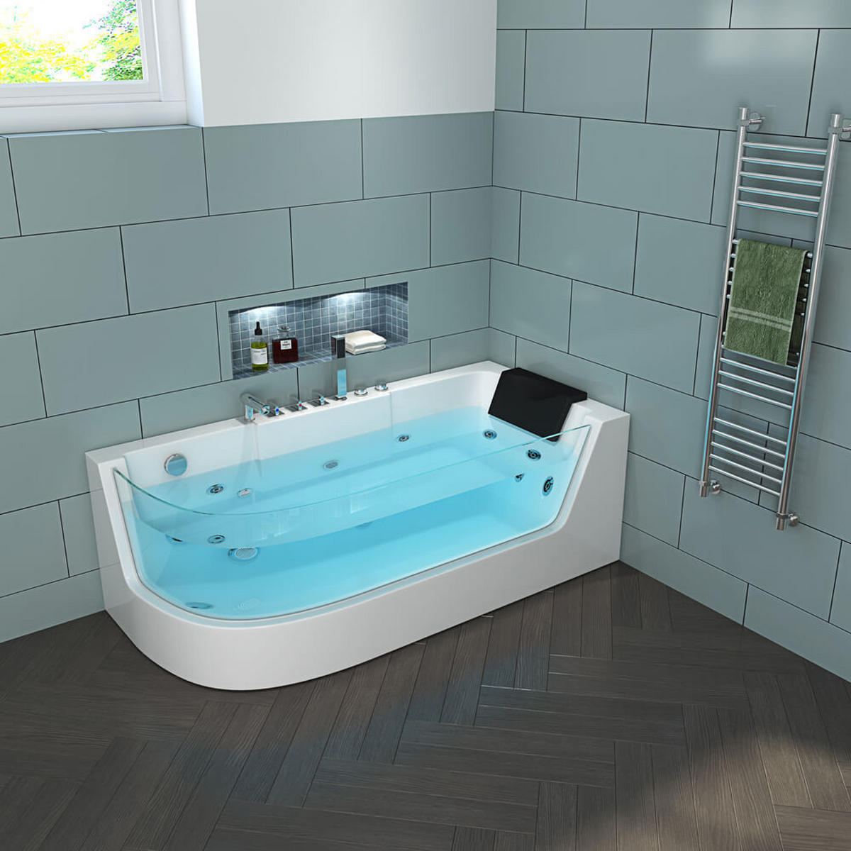 WHIRLPOOL CARICA - Links - Weiß, Keramik (170/59/80cm) - Home Deluxe