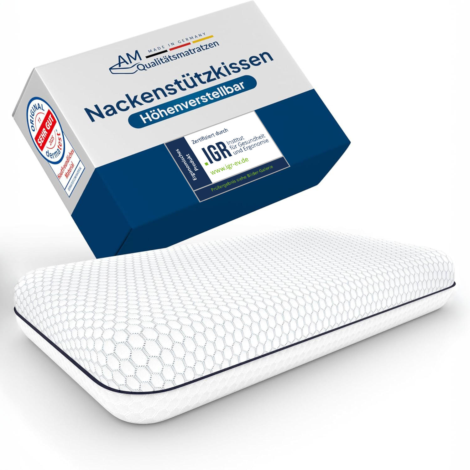 NACKENSTÜTZKISSEN höhenverstellbar - Weiß, Textil (60/35cm) - AM Qualitätsmatratzen