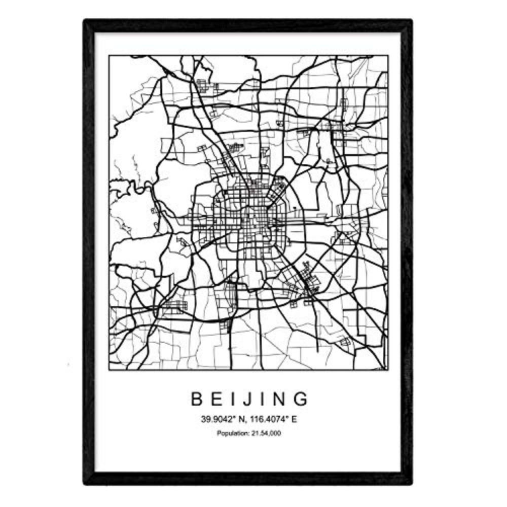 POSTER Peking Stadtkarte – Nordisch A3 Rahmenlos - Klar, Papier (29.7/5/42cm) - Nacnic