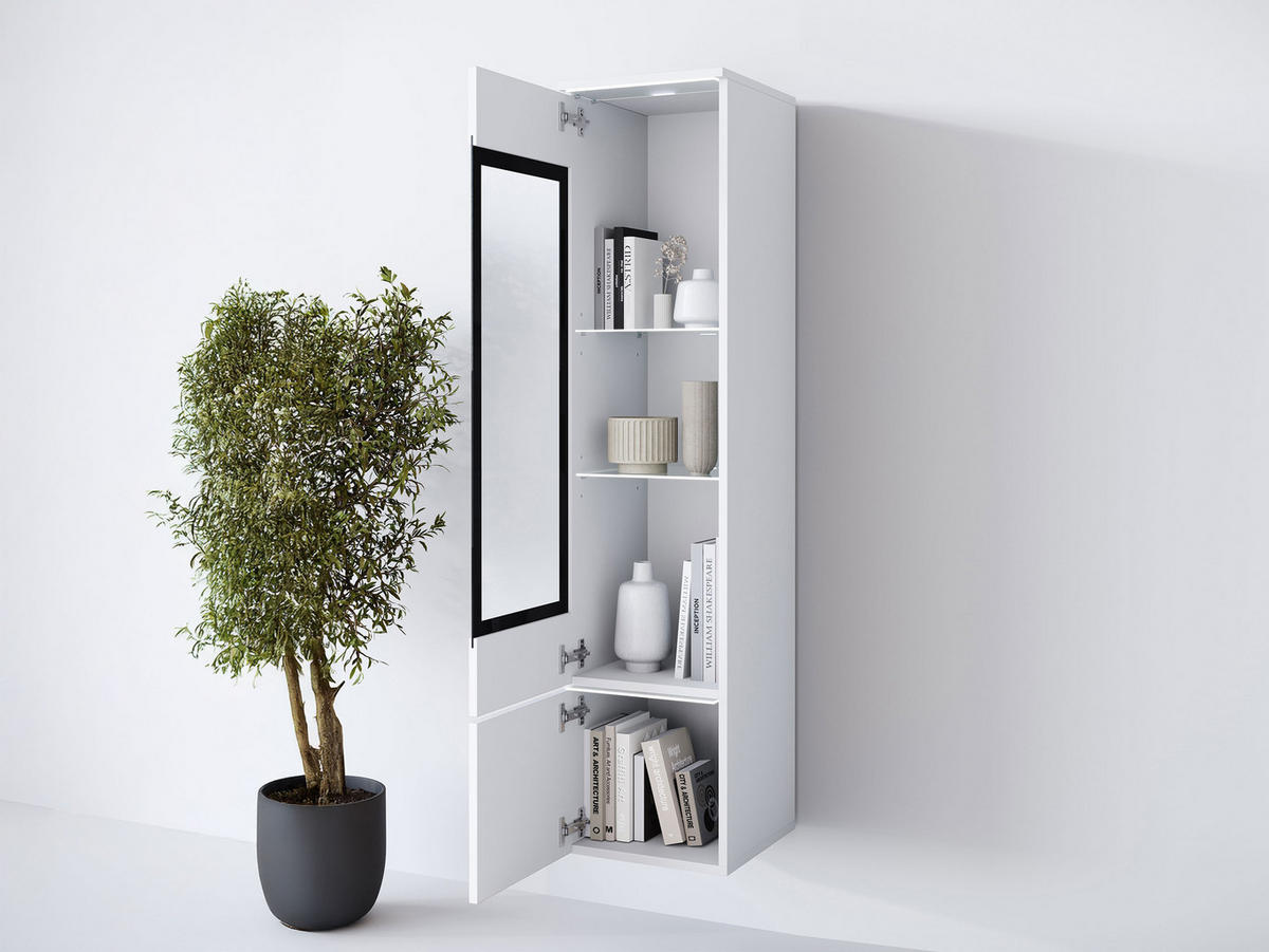 HÄNGEVITRINE Vera 002 mit LED Beleuchtung - Alufarben/Graphitfarben, Holzwerkstoff/Kunststoff (30/130/33cm) - MIRJAN24
