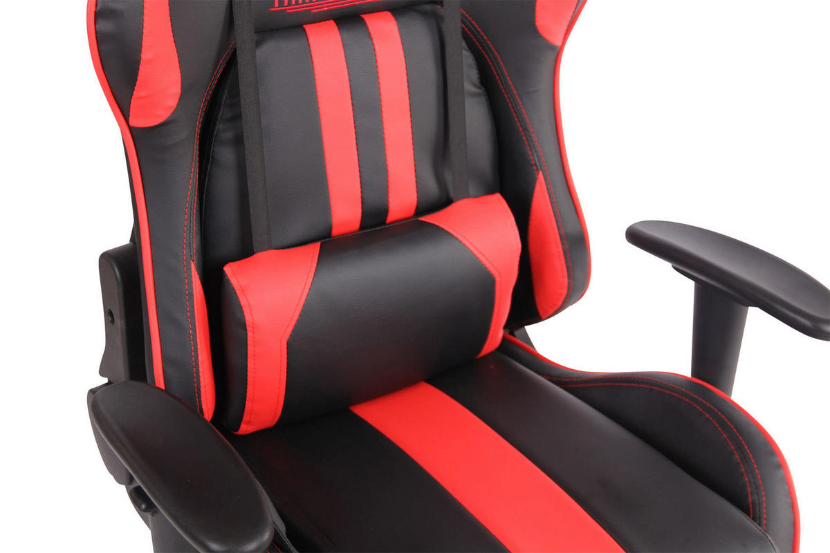 CHEFSESSEL Lederlook schwarz/rot - Rot/Schwarz, Textil/Metall (67/128/51cm) - CLP