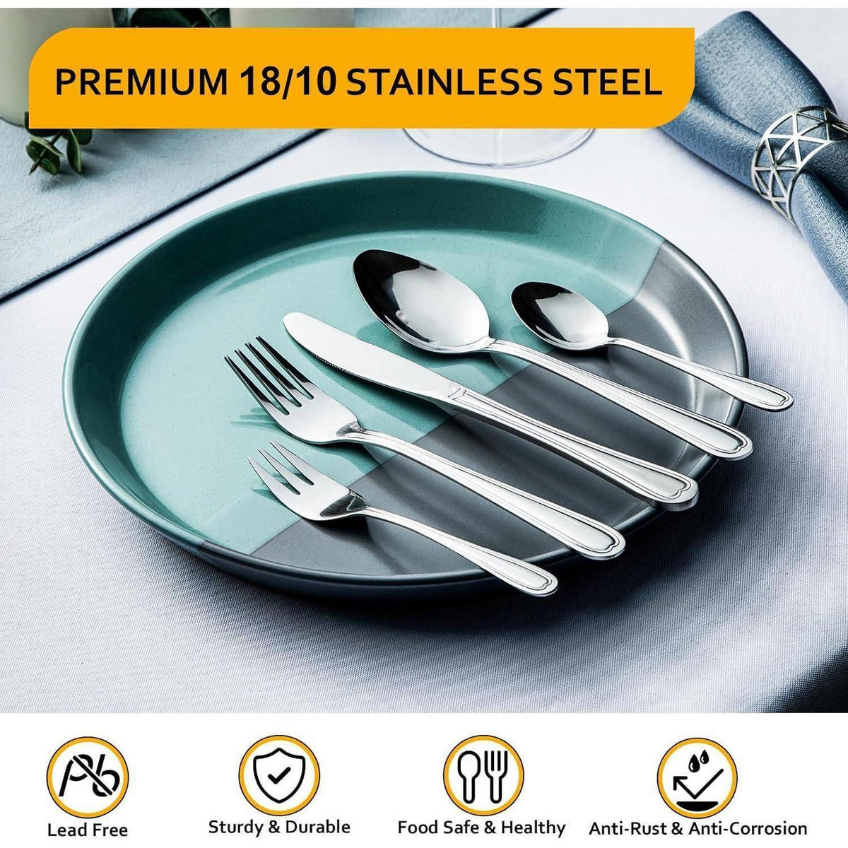 BESTECKSET 30-teilig für 6 Personen Edelstahl Spiegelpoliert - Silberfarben, Metall