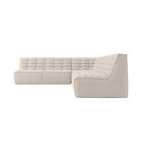 ROHOVÁ SEDAČKA modulární ve tvaru L, plyšová tkanina Pop, Béžová, Pravá strana, LAZY L - béžová, dřevo (333/253cm) - Kaiser Möbel