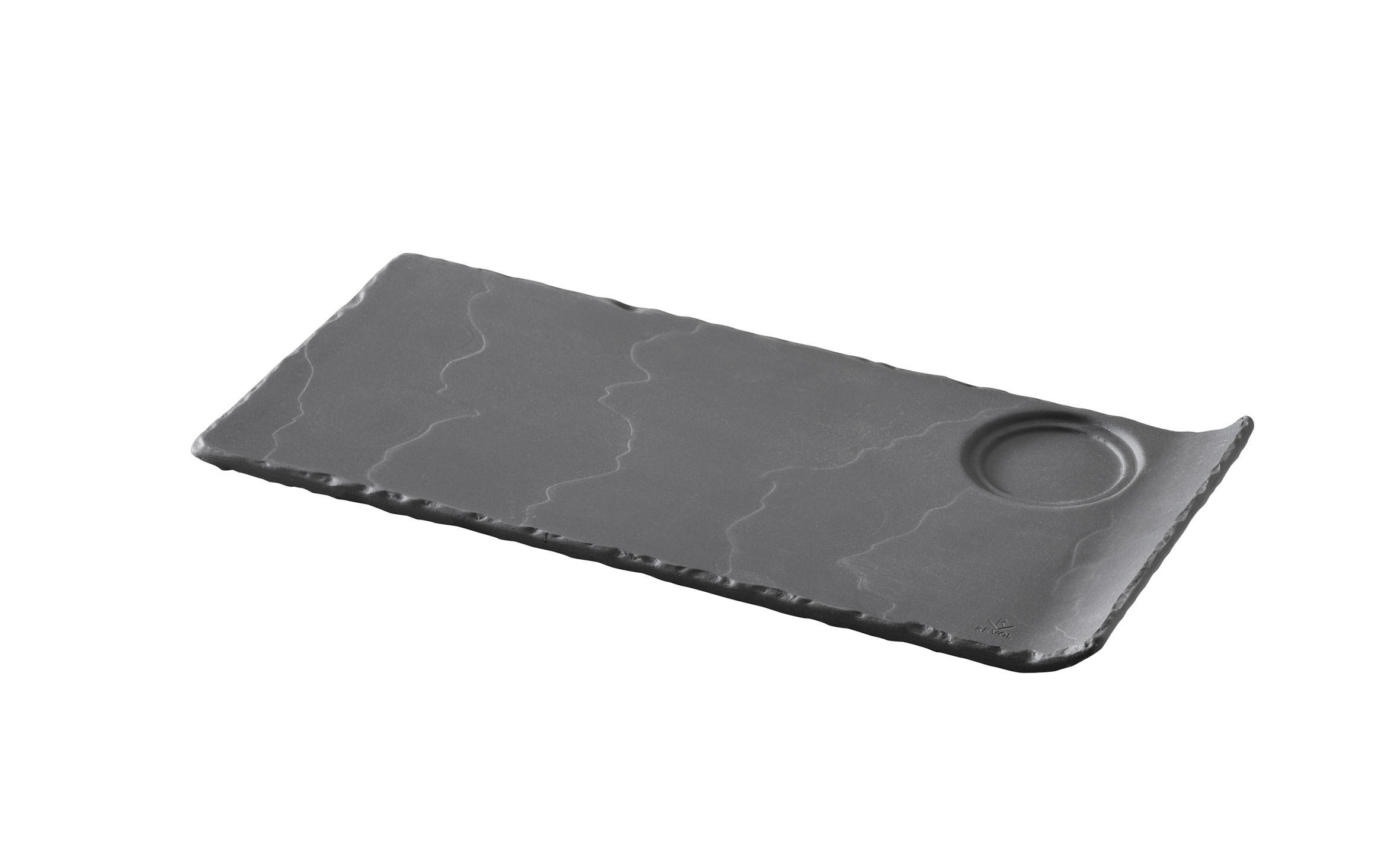 BURGER & STEAKPLATTE mit Mulde Matt schiefer style - Schieferfarben, Keramik (13.4/1.5/29cm) - Revol Porcelaine France