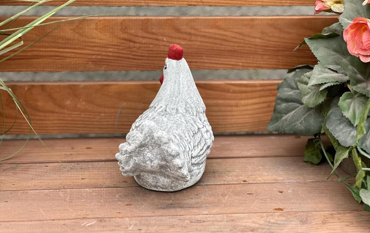 STEINFIGUR Hahn Bommel frosfest massiv Huhn - Grau, Stein (9/14/14cm) - stoneandstyle