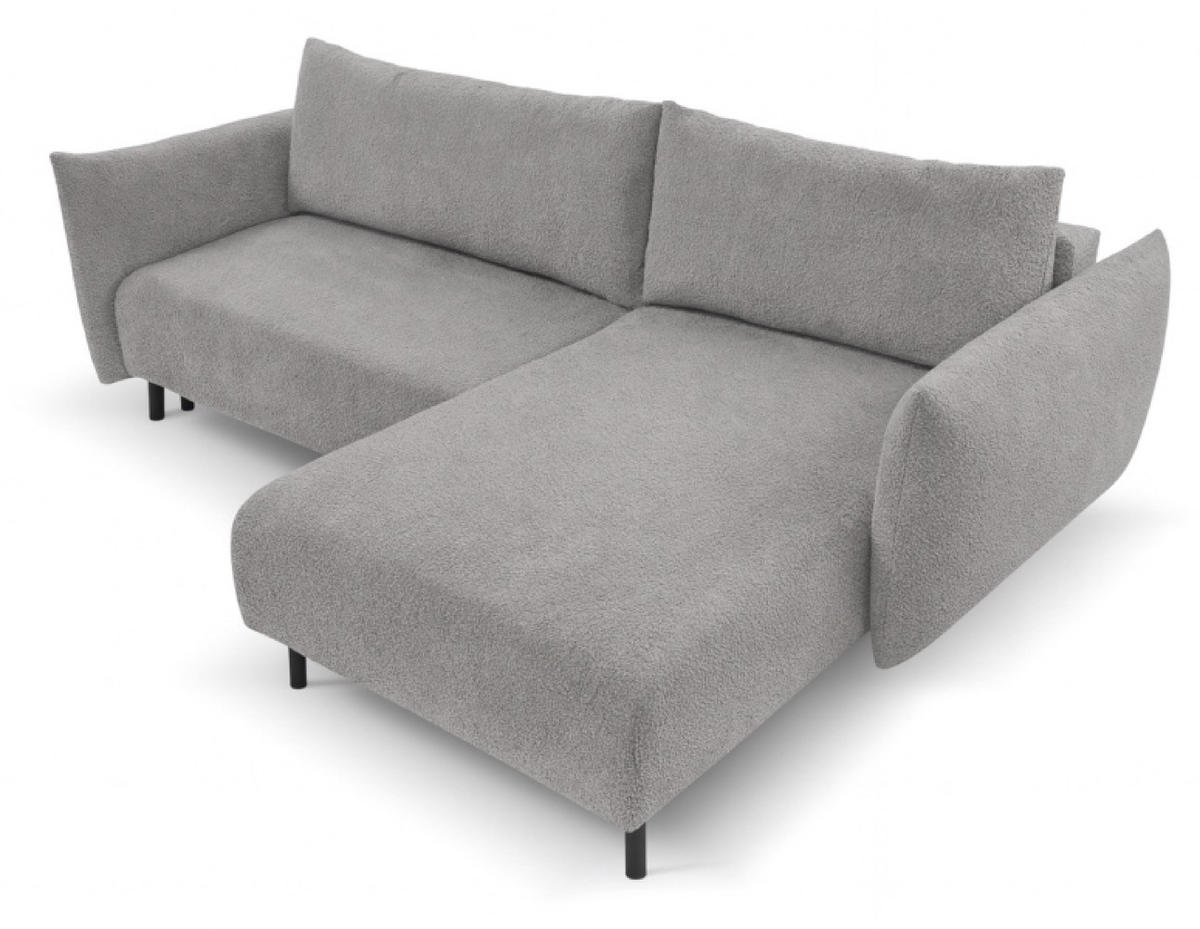 ECKSOFA Silber DELI Mit Schlaffunktion Auf Füßen Rechts - Hellgrau/Grau, Textil (171/257cm) - Sepro Meble
