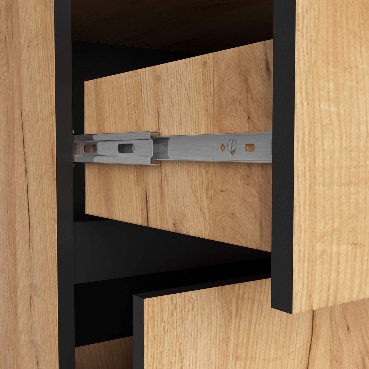 WASCHBECKENUNTERSCHRANK Vami Craft-Eichenfarben, Schwarz - Eichefarben/Schwarz, Holzwerkstoff (90/60/45.5cm) - Akord