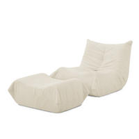 SITZSACK Teddystoff Beige mit Hocker - Beige, Textil (100/70/90cm) - WISHDOR