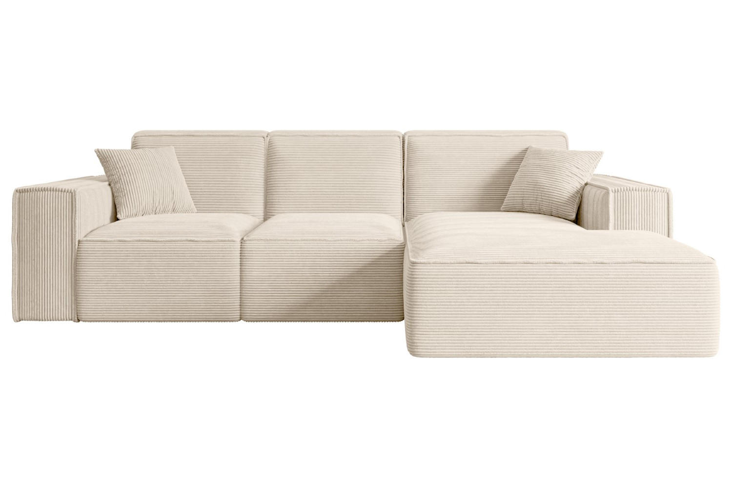 ECKSOFA Ottomane Rechts SERRA-L - 266x165x73 cm Beige Cord - Beige/Schwarz, Holzwerkstoff/Kunststoff (266/165cm) - ALTDECOR