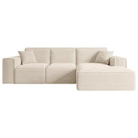ECKSOFA Ottomane Rechts SERRA-L - 266x165x73 cm Beige Cord - Beige/Schwarz, Holzwerkstoff/Kunststoff (266/165cm) - ALTDECOR