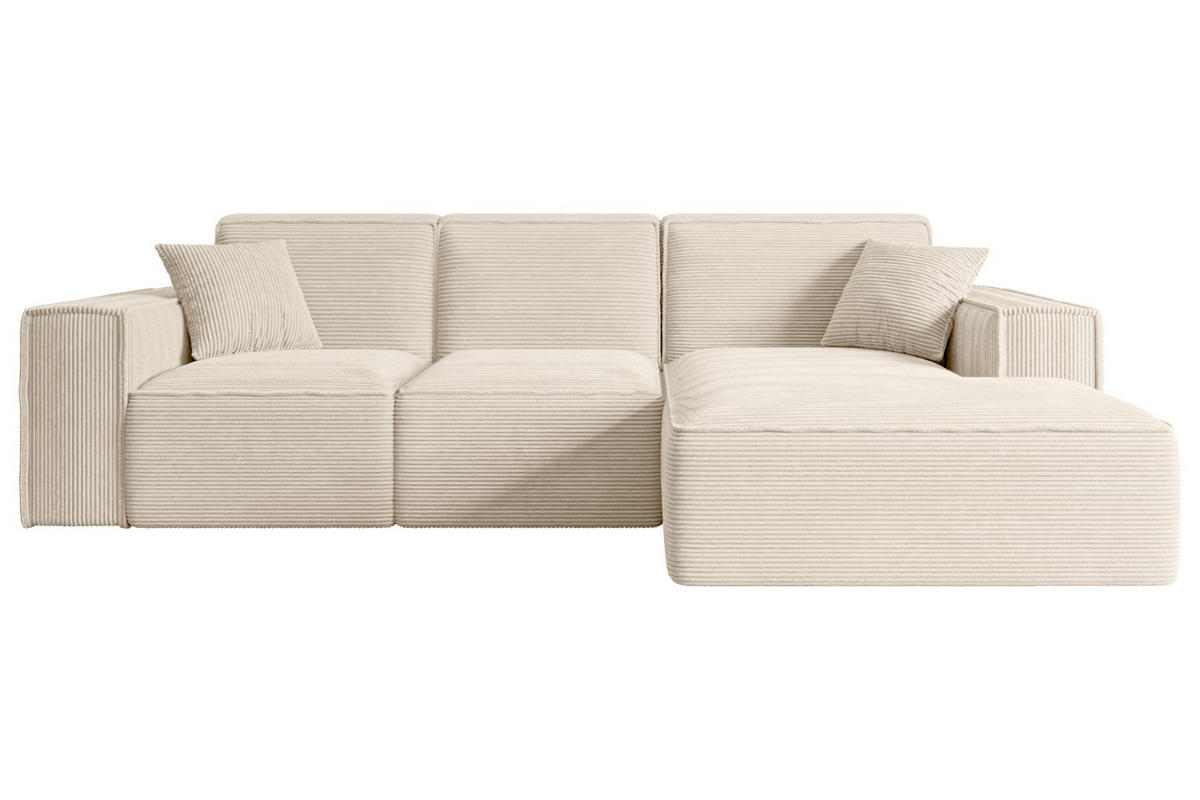 ECKSOFA Ottomane Rechts SERRA-L - 266x165x73 cm Beige Cord - Beige/Schwarz, Holzwerkstoff/Kunststoff (266/165cm) - ALTDECOR