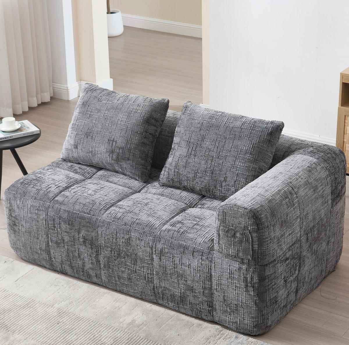 2-SITZER 158/90/60 cm Grau aus Chenille mit Seitentaschen - Grau, Textil (90/60/158cm) - OKMYHOME