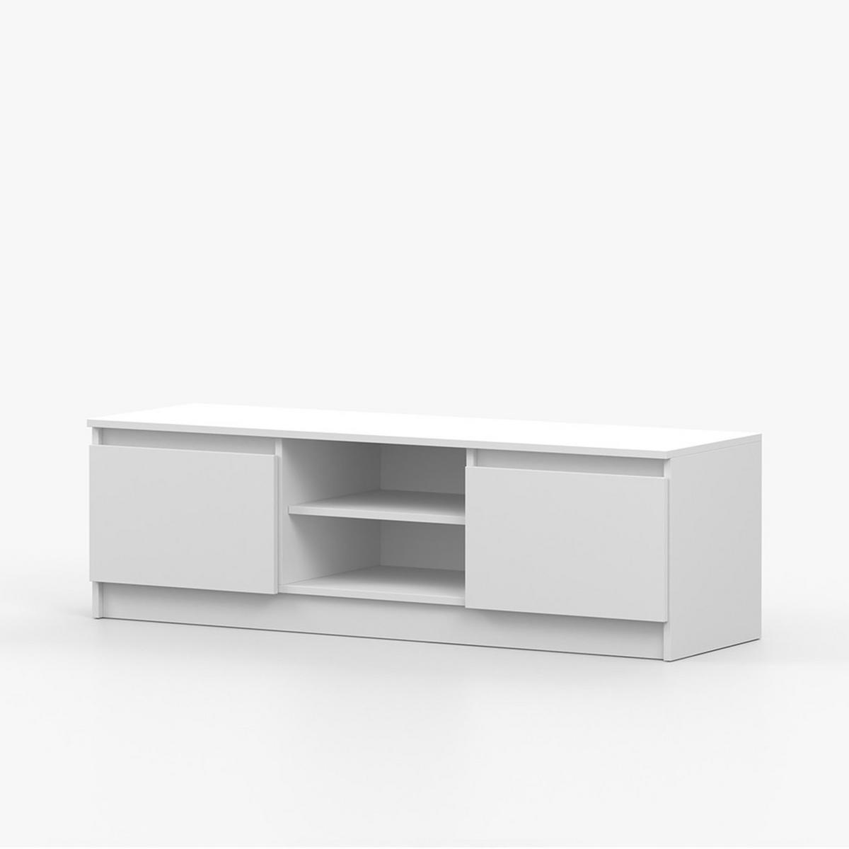 TV-LOWBOARD SOLO, Wohnzimmer, TV-Lowboard, Lowboard, TV-Schrank 135 cm Weiß/Weiß, 2-türig, grifflos - Weiß, Holzwerkstoff (135/42/42cm) - imoebel24