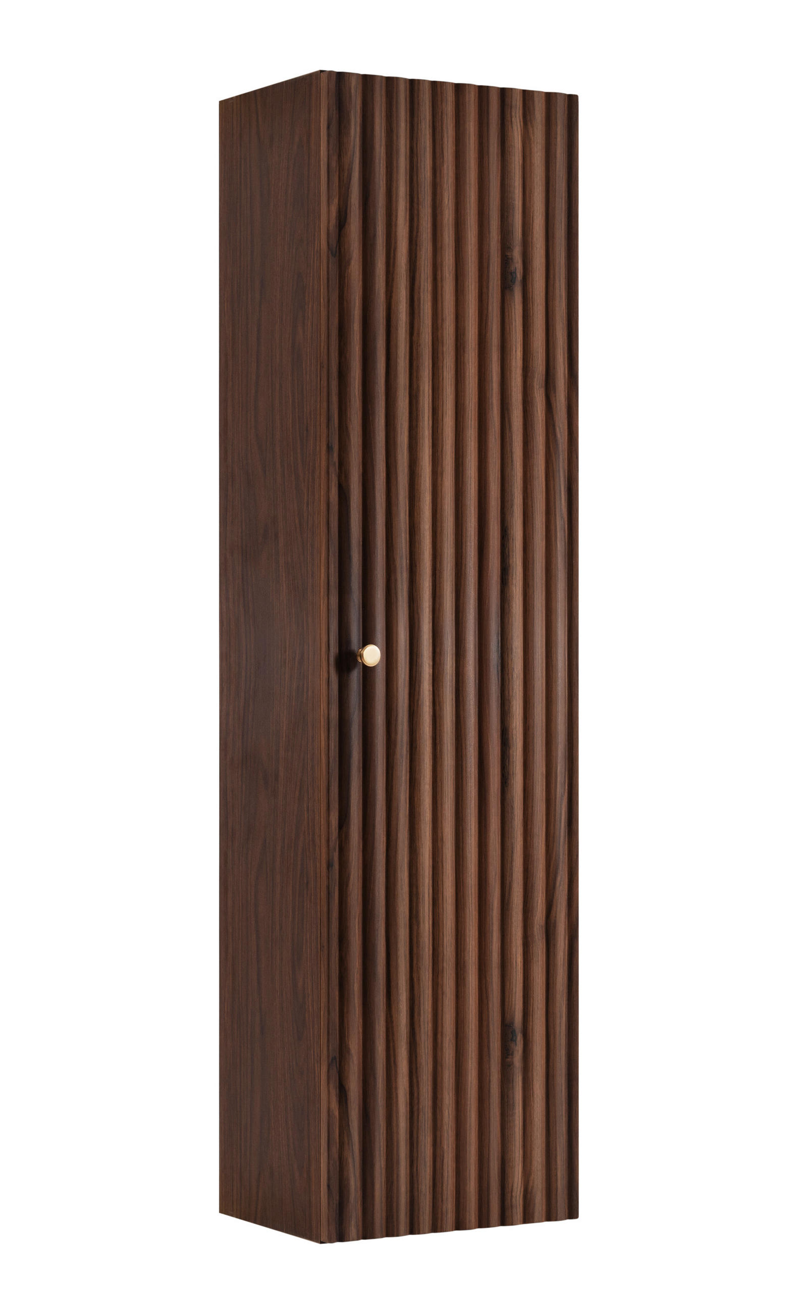 BADEZIMMER-HOCHSCHRANK: Nusseiche / Griffe Gold, 35 x 27 x 136 cm - Eichefarben/Goldfarben, Holzwerkstoff (35/136/27cm) - 3XE LIVING