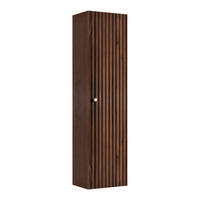 BADEZIMMER-HOCHSCHRANK: Nusseiche / Griffe Gold, 35 x 27 x 136 cm - Eichefarben/Goldfarben, Holzwerkstoff (35/136/27cm) - 3XE LIVING