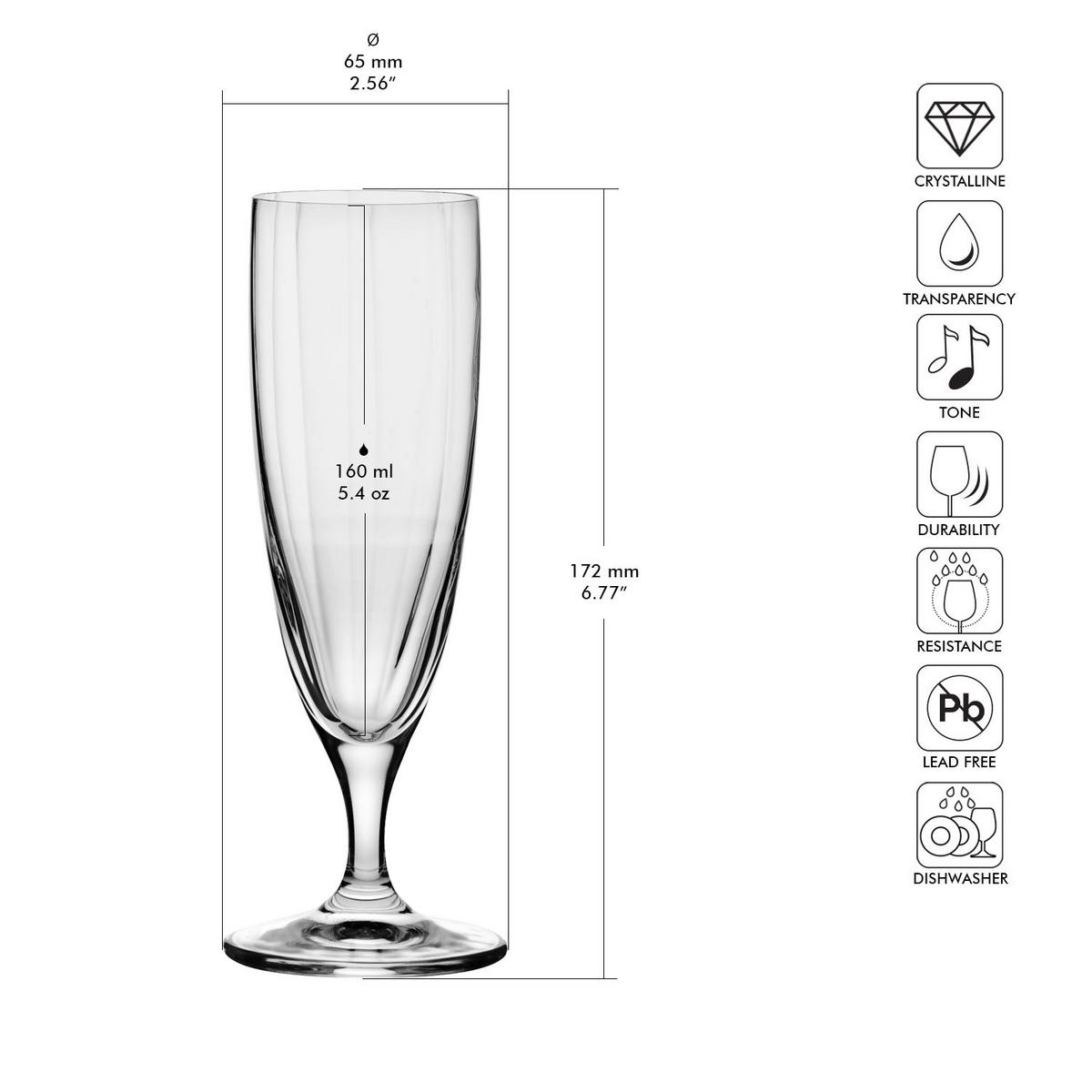 SEKTGLÄSER AUF KURZEM STIEL, 4er-Set, 160 ml - Transparent, Glas (0.16L) - Krosno Glass
